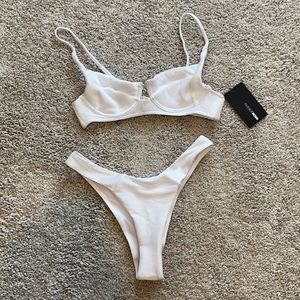 NWT White Ribbed Bikini Set